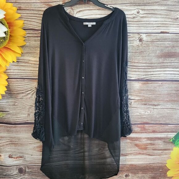 Valerie Stevens blouse long sleeve Women's XL black Pre-owned - Picture 1 of 8